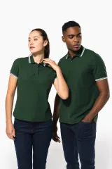 Polo manga corta con ribetes contrastados mujer
