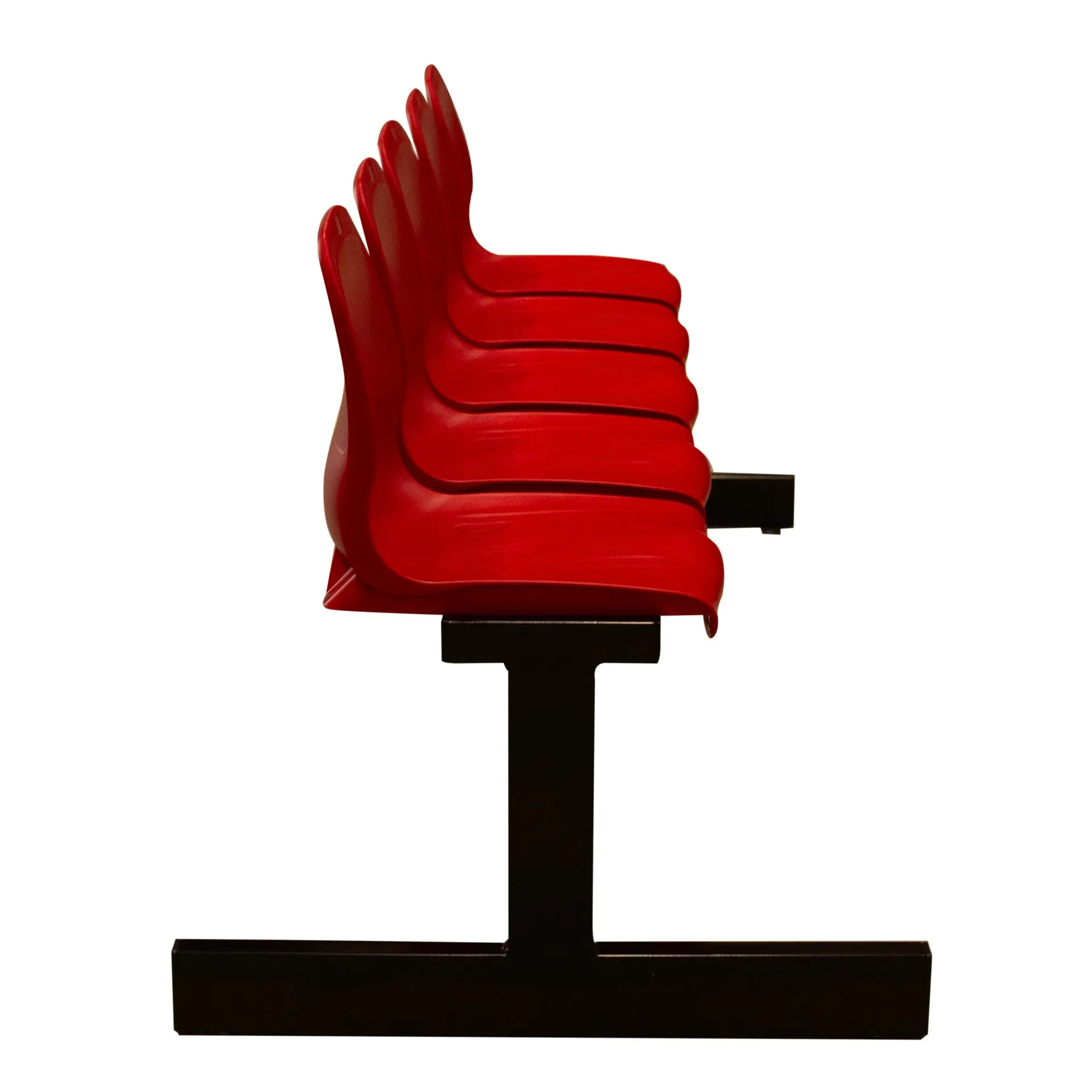 BANCO METÁLICO NEW CON ASIENTO ROJO PVC -5 PLAZAS-RESPALTO ALTO
