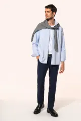 Camisa popelina manga larga hombre