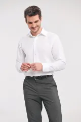 Camisa moderna sin plancha manga larga hombre