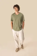 Camiseta ecorresponsable cuello slub y hombros caídos hombre