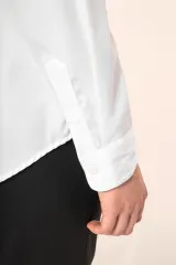 Camisa sarga manga larga mujer