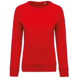Sudadera algodón orgánico con cuello redondo y mangas raglan de mujer