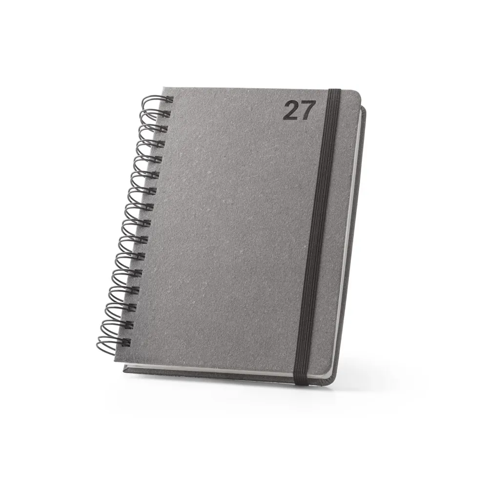 SIMMEL A5. Agenda A5, con anillas, de cuero (58% reciclado)