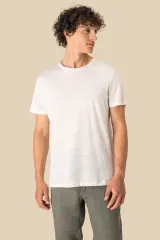 Camiseta lino cuello redondo hombre