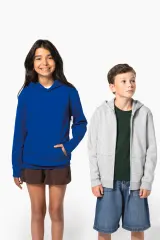 Sudadera reciclada con cremallera y capucha infantil