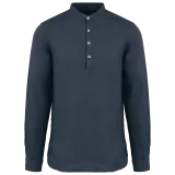 Camisa cuello mao efecto lavado de lino hombre