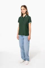 Polo manga corta con ribetes contrastados mujer