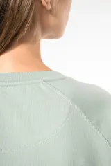 Sudadera algodón orgánico con cuello redondo y mangas raglan de mujer
