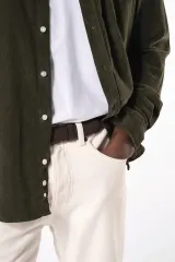 Camisa de pana manga larga hombre