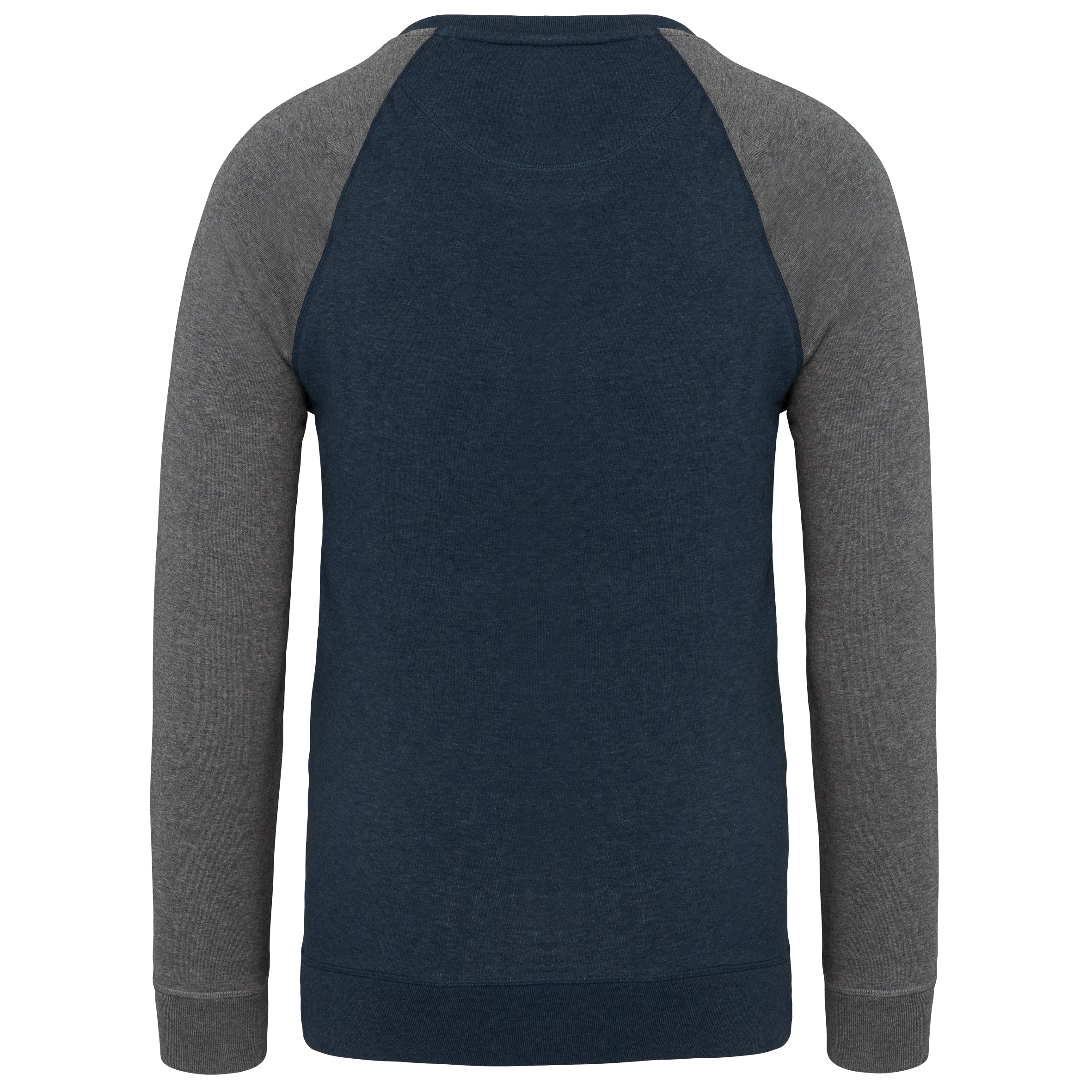 Sudadera bicolor algodón orgánico French Terry cuello redondo mangas raglan hombre