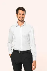 Camisa sarga manga larga hombre