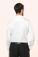 Camisa sarga manga larga hombre