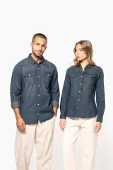 Camisa denim manga larga hombre