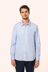 Camisa popelina manga larga hombre