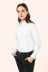 Camisa sarga manga larga mujer