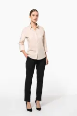 Camisa popelina de polialgodón manga 3/4 de fácil cuidado mujer