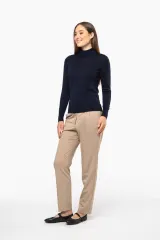 Jersey lana merina cuello vuelto mujer