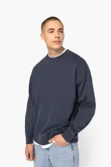 Sudadera ecorresponsable de cuello redondo efecto lavado oversize unisex