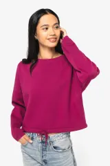 Sudadera ecorresponsable de cuello redondo oversize crop mujer