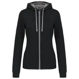 Sudadera capucha y cremallera contrastada mujer