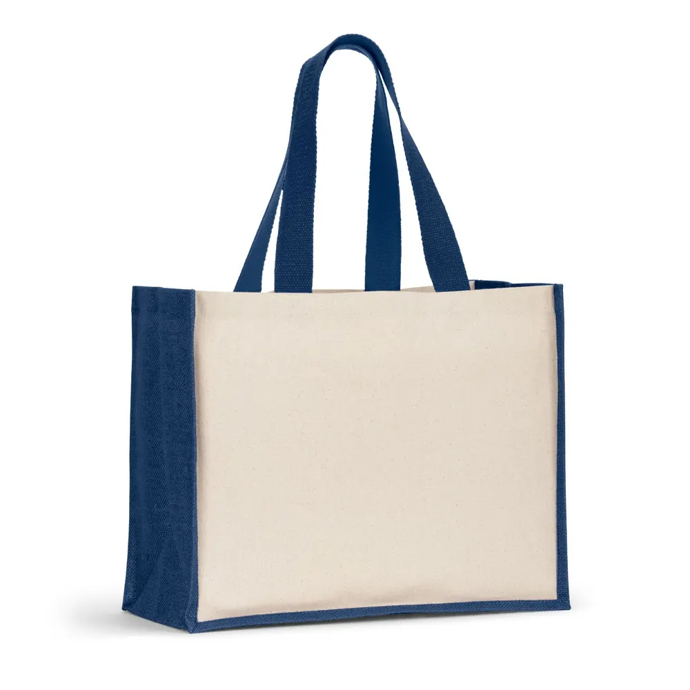 HELSINQUE COLOUR. Bolsa de lona (320 g/m²), con fondo y laterales de yute laminado (350 g/m²) en colores