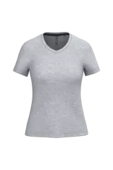 Camiseta de manga cota y cuello de pico mujer