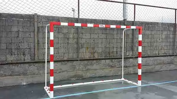 JUEGO PORTERÍAS F.SALA/BALONMANO ALUMINIO TRASLADABLES 80X80MM CON BASE 80X40MM