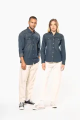 Camisa denim manga larga hombre