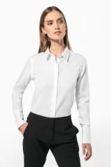 Camisa no-plancha manga larga mujer