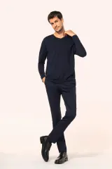 Camiseta Supima® cuello de pico manga larga hombre
