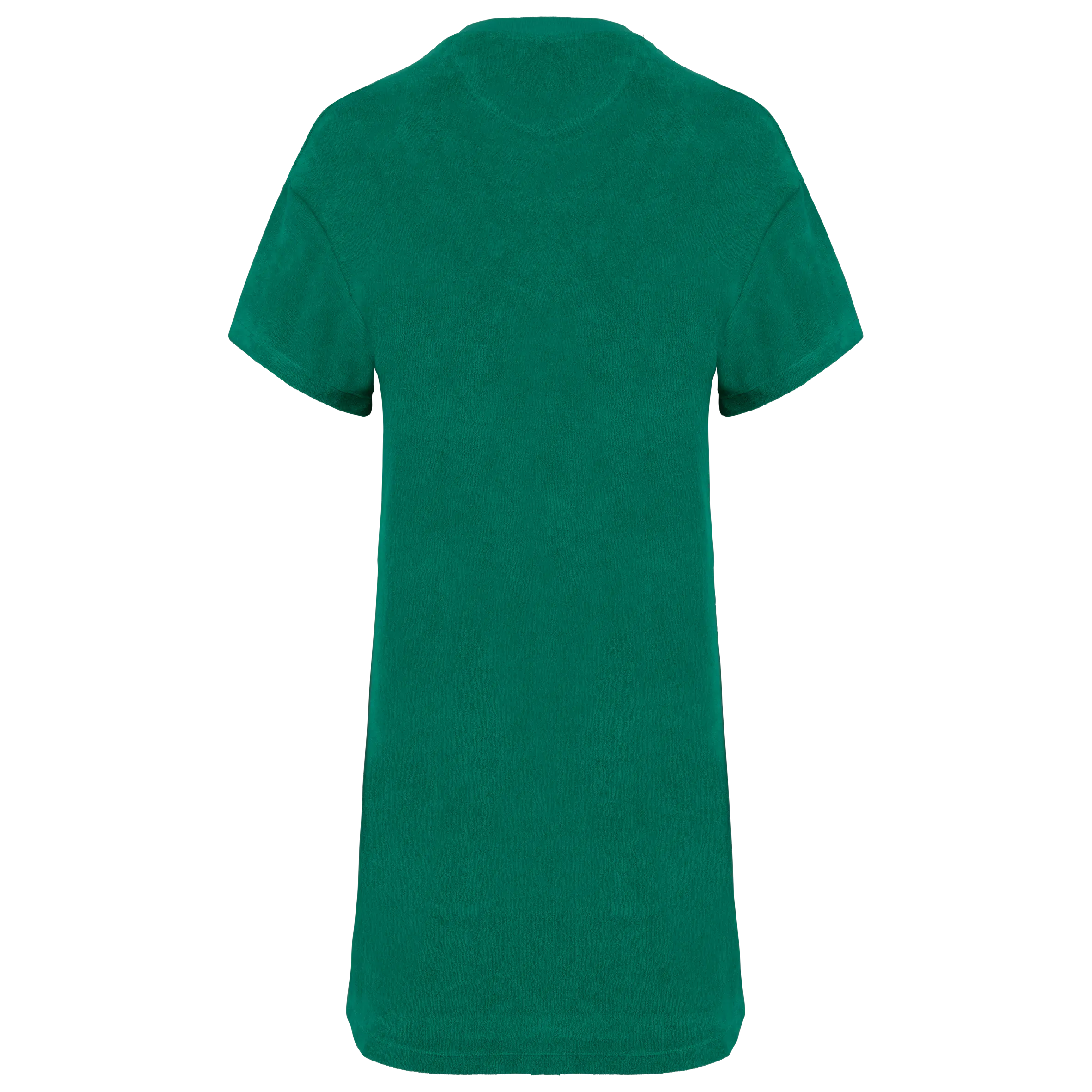 Vestido tipo camiseta ecorresponsable de rizo y hombros caídos mujer