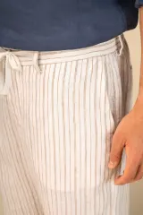 Pantalón a rayas de lino para hombre