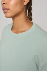 Sudadera crop cuello redondo y manga corta mujer