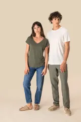Camiseta lino cuello redondo hombre