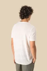 Camiseta lino cuello redondo hombre