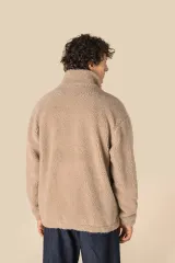 Sudadera de sherpa con 1/4 de cremallera y hombros caídos unisex