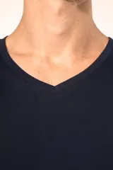 Camiseta Supima® cuello de pico manga larga hombre