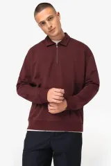 Sudadera ecorresponsable 1/4 cremallera cuello tipo polo y hombros caídos unisex