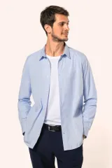 Camisa popelina manga larga hombre