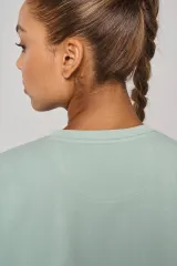 Sudadera crop cuello redondo y manga corta mujer