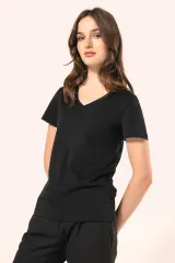 Camiseta Supima® cuello de pico manga corta mujer