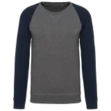 Sudadera bicolor algodón orgánico French Terry cuello redondo mangas raglan hombre