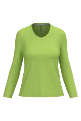 Camiseta manga larga y cuello de pico mujer