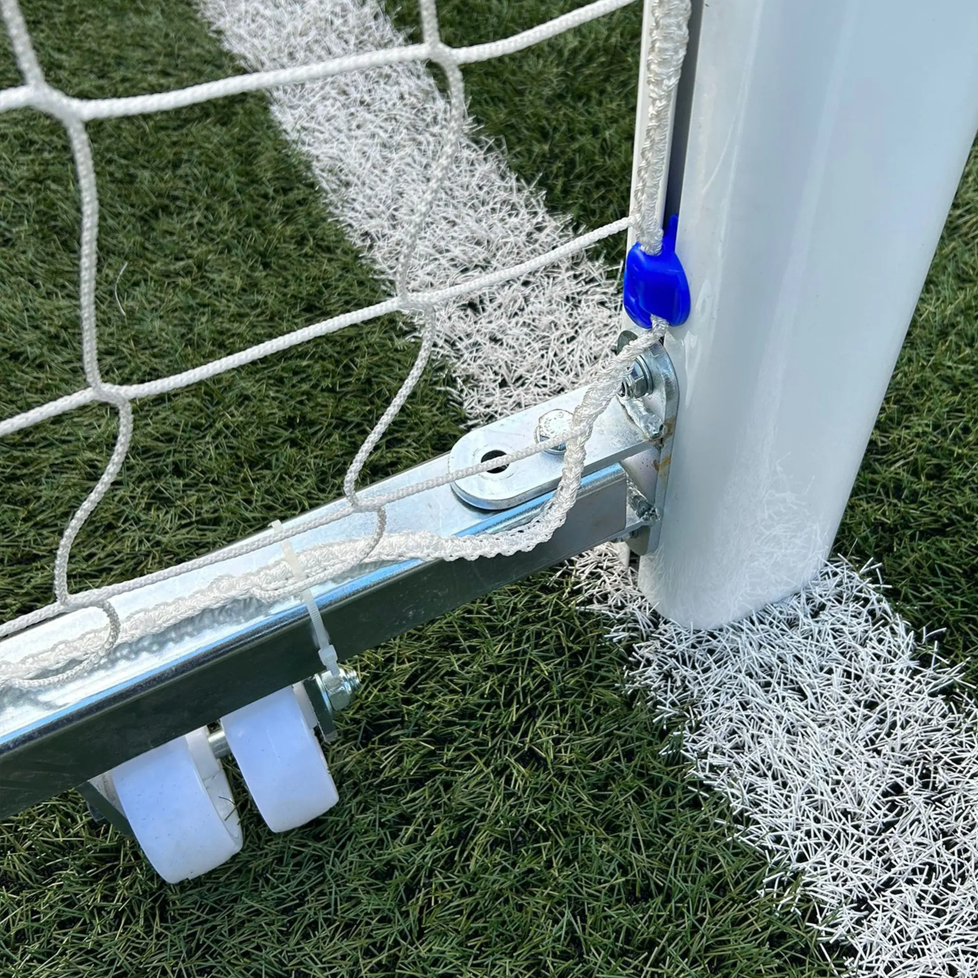 JUEGO PORTERÍAS ALUMINIO FÚTBOL 7 120X100 MM ABATIBLES CON ARQUILLOS CINCADOS