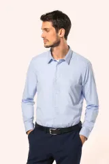 Camisa popelina manga larga hombre