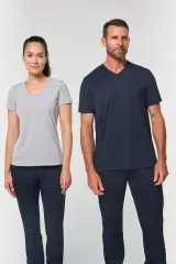Camiseta ecorresponsable antibacteriana cuello de pico mujer