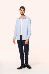 Camisa popelina manga larga hombre