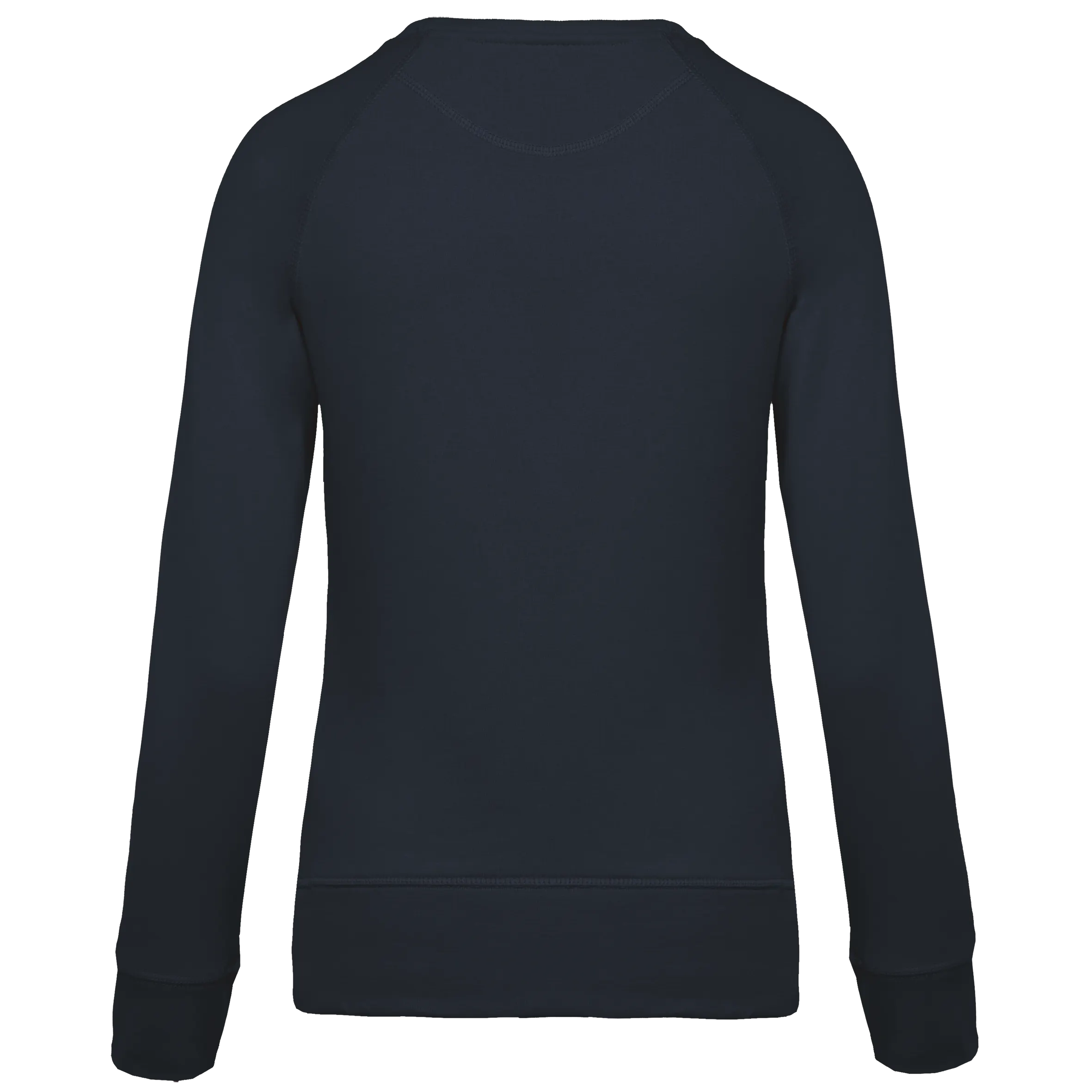 Sudadera algodón orgánico con cuello redondo y mangas raglan de mujer
