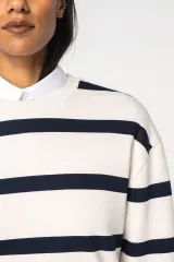 Sudadera ecorresponsable de cuello redondo a rayas y hombros caídos unisex